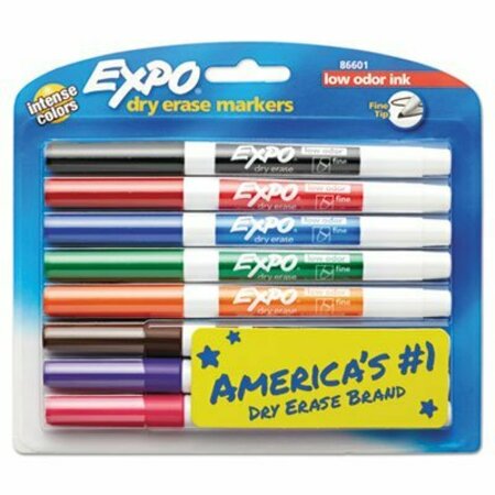 SANFORD EXPO, LOW-ODOR DRY-ERASE MARKER, FINE BULLET TIP, ASSORTED COLORS, 8 Pieces 86601